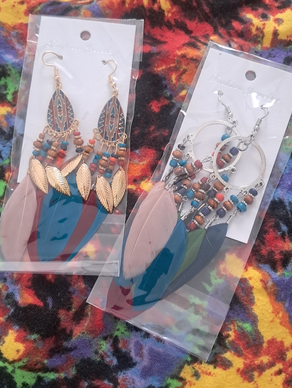 New In Package Feathered Earrings